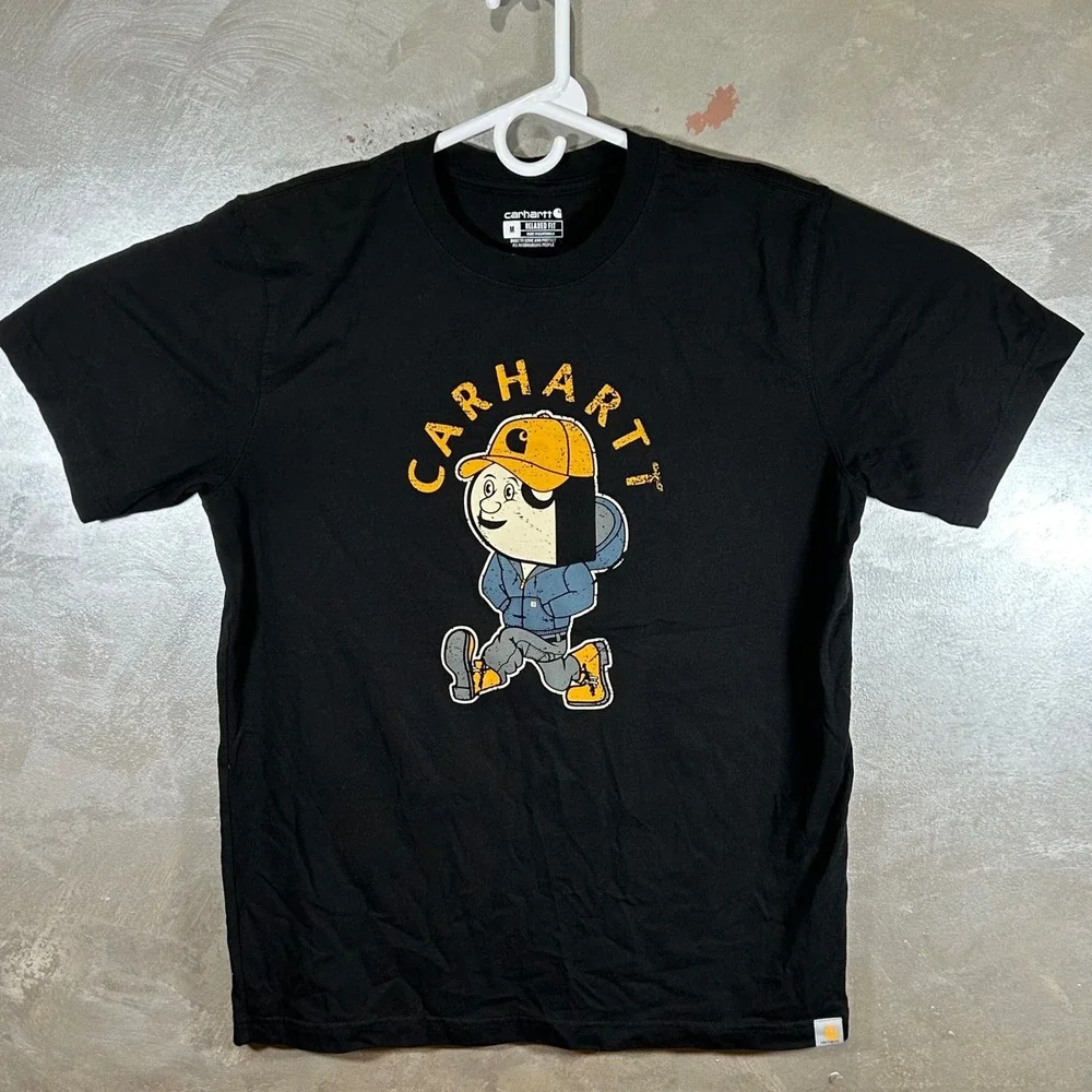 Carhartt Mens Relaxed Fit Graphic T-Shirt Black Medium Workwear Fun Character